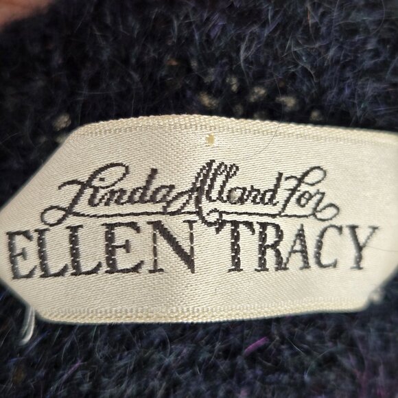 Ellen Tracy Size Small Oversized Vneck Button Front Cardigan Plaid Mohair Blend - Picture 9 of 12